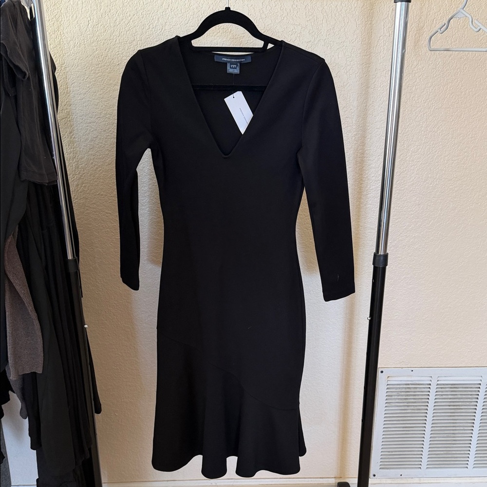 French Connection Elegant Black Long Sleeve Dress